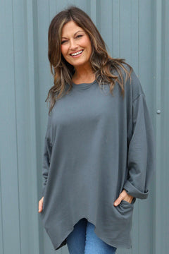 Saphira Cotton Top Mid Grey