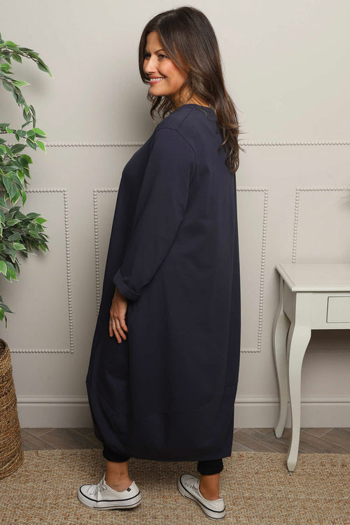 Edie Cotton Dress Navy - Image 4