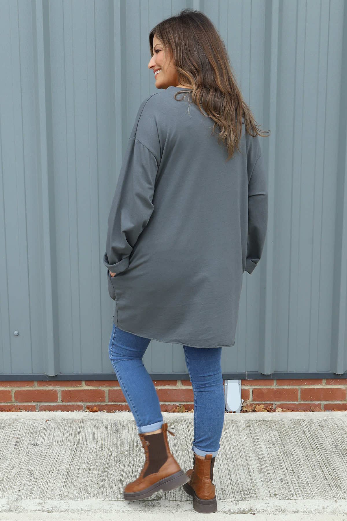 Saphira Cotton Top Mid Grey