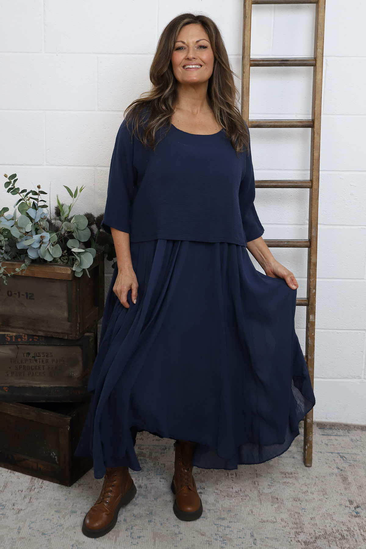 Danisha Cotton Dress Co-Ord Navy