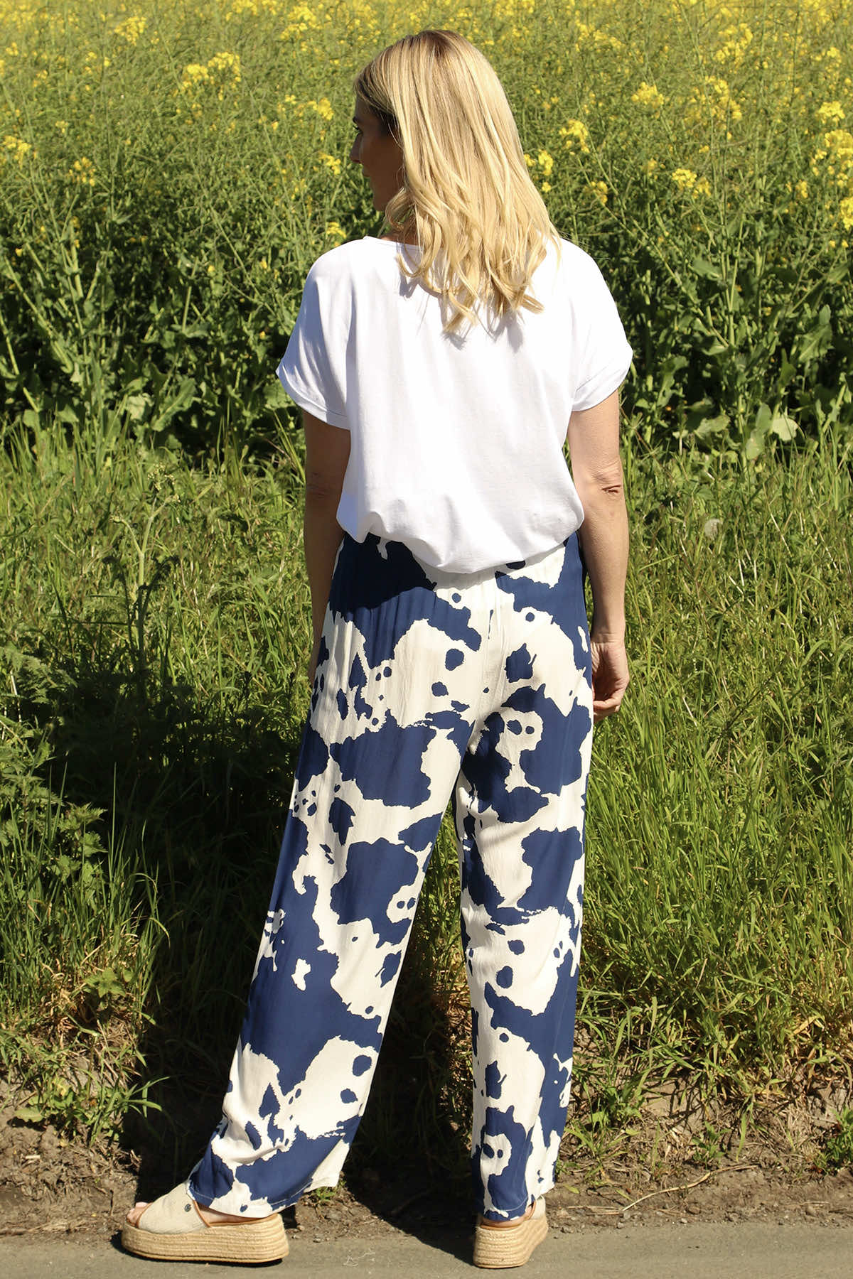 Cecily Print Trousers Navy