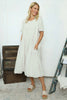 Sandown Puffball Cotton Dress Stone