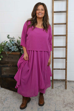 Danisha Cotton Dress Co-Ord Berry