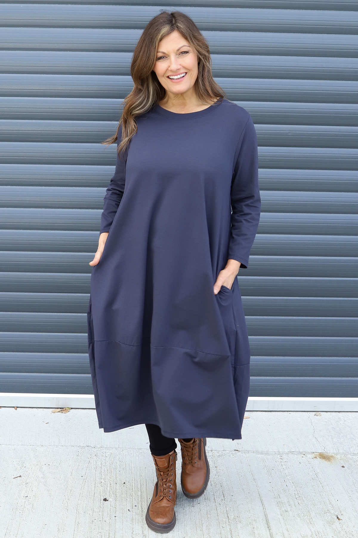 Ramsgate Long Sleeve Cotton Dress Navy