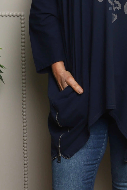 Evette Heart Cotton Top Dark Navy - Image 3