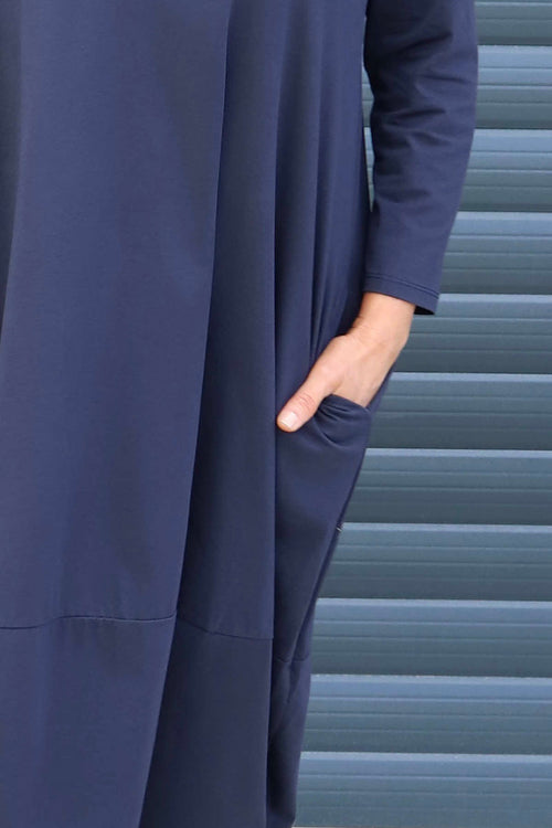 Ramsgate Long Sleeve Cotton Dress Navy - Image 3