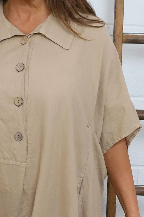 Amina Linen Dress Camel - Image 3