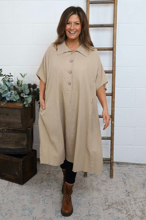 Amina Linen Dress Camel - Image 1