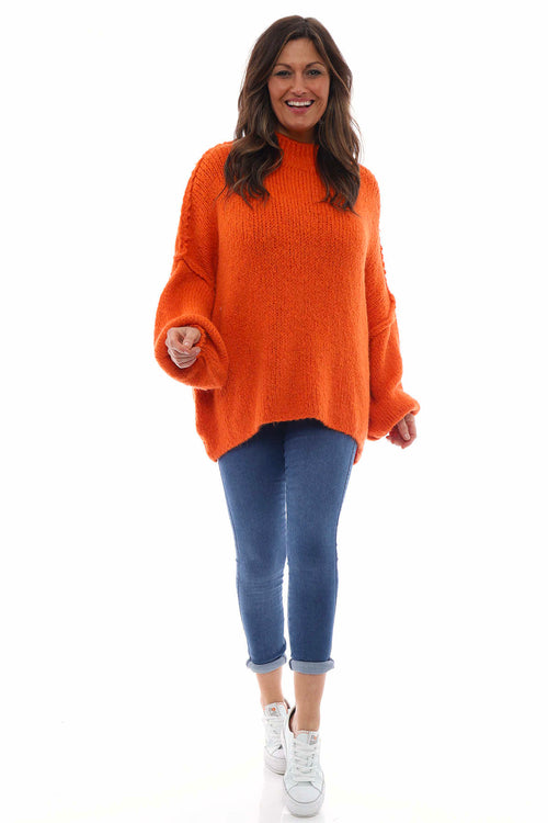 Aretha Knitted Seam Detail Jumper Orange