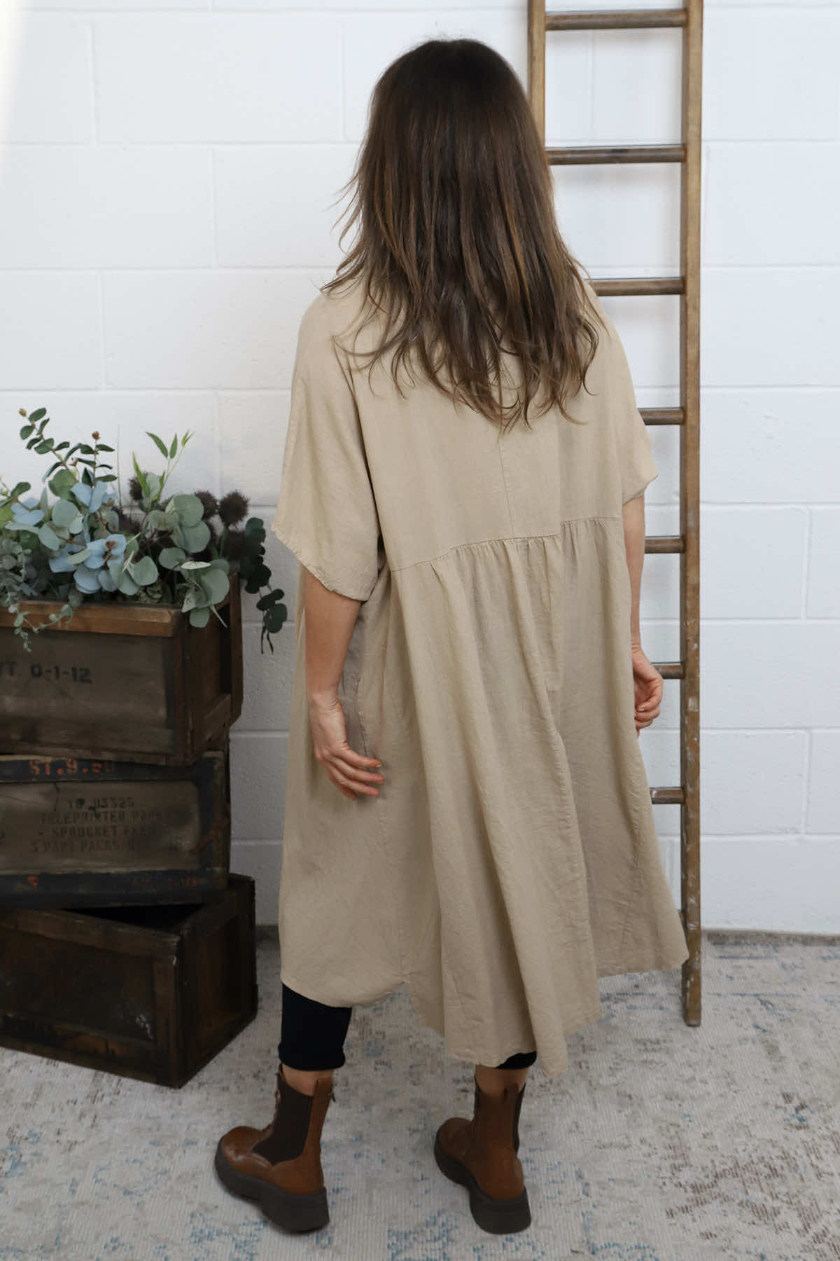 Amina Linen Dress Camel