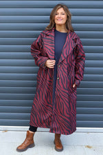 Jenna Zebra Print Coat Wine Wine - Jenna Zebra Print Coat Wine