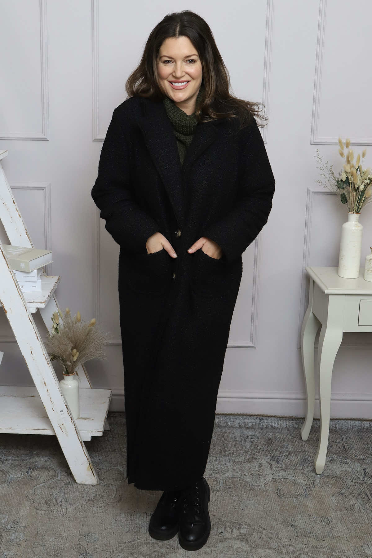 Lexie Boucle Coat Black