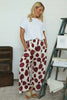 Hetty Wide Leg Print Trousers Burgundy