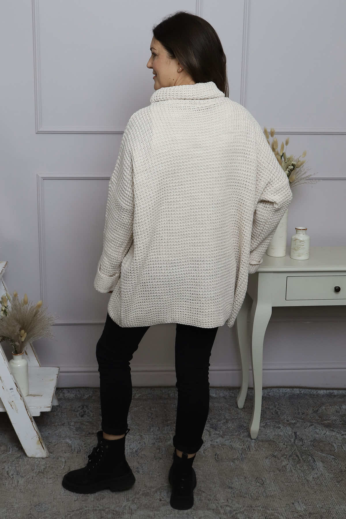 Romilly Polo Neck Knitted Jumper Stone