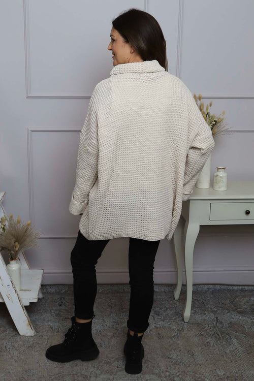 Romilly Polo Neck Knitted Jumper Stone - Image 4