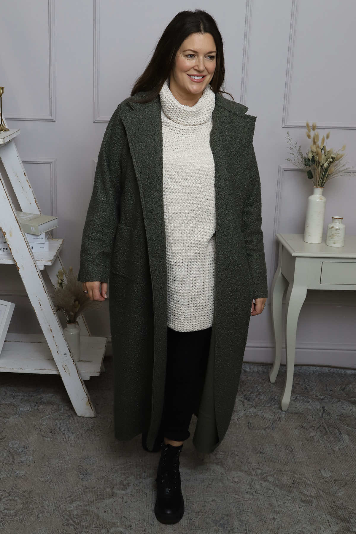 Romilly Polo Neck Knitted Jumper Stone