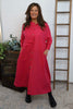 Sienna Button Linen Dress Fuchsia