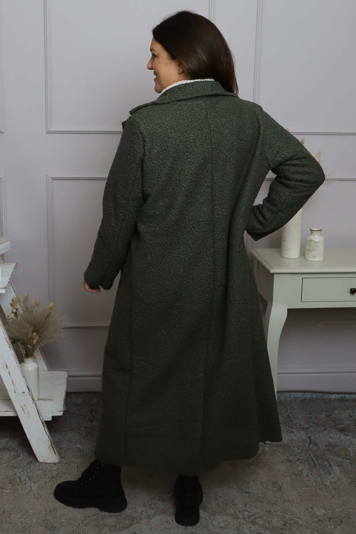 Lexie Boucle Coat Khaki