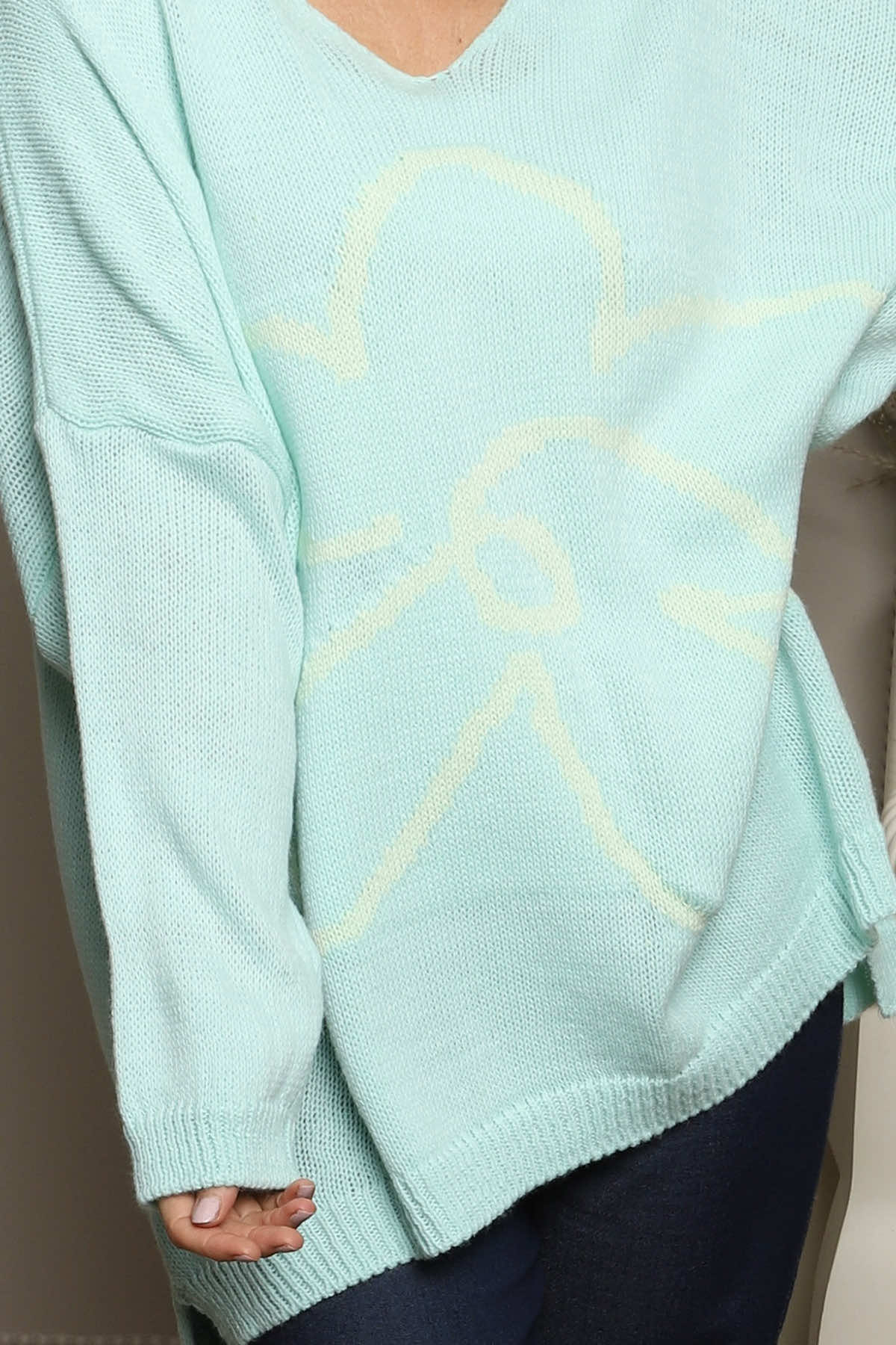 Roxanna Flower Knitted Jumper Mint