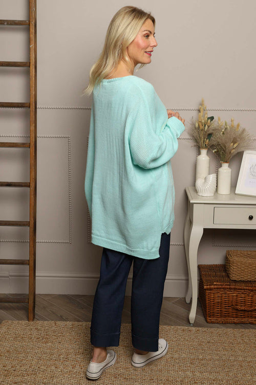 Roxanna Flower Knitted Jumper Mint - Image 4