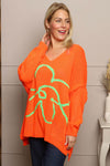 Roxanna Flower Knitted Jumper Orange
