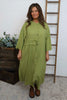 Sienna Button Linen Dress Olive