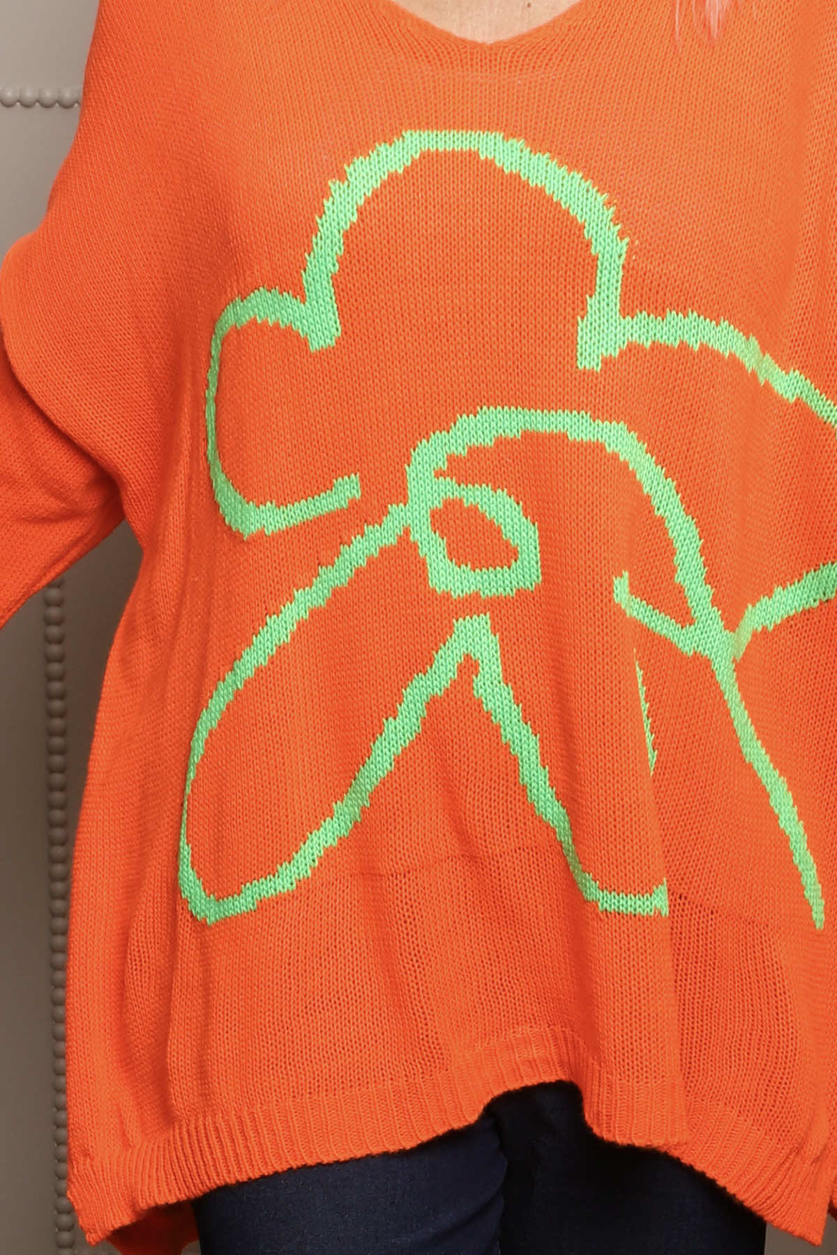 Roxanna Flower Knitted Jumper Orange