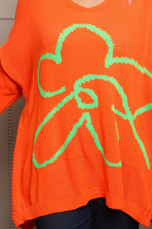 Roxanna Flower Knitted Jumper Orange - Image 3