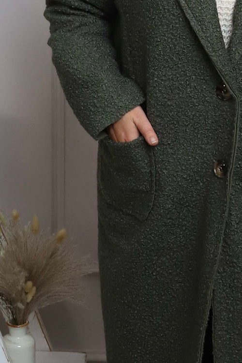Lexie Boucle Coat Khaki - Image 3