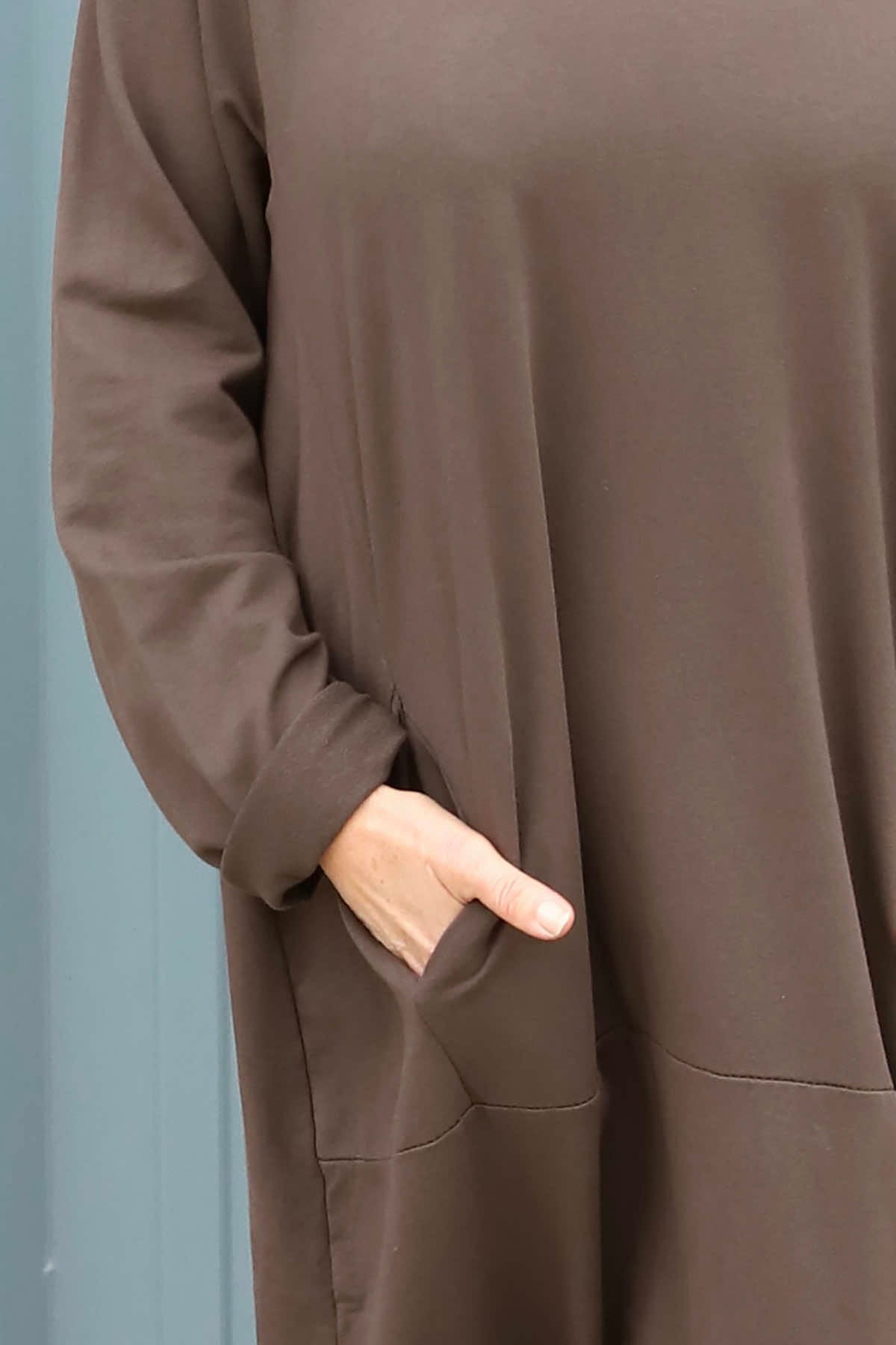 Lisanne Cowl Neck Cotton Dress Cocoa