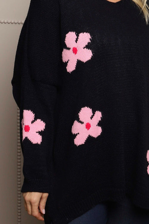 Valerie Botanical Knitted Jumper Navy - Image 3