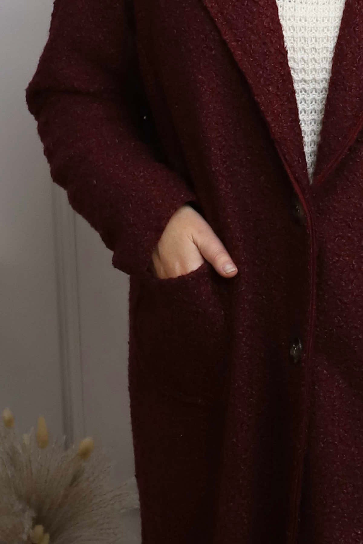 Lexie Boucle Coat Wine