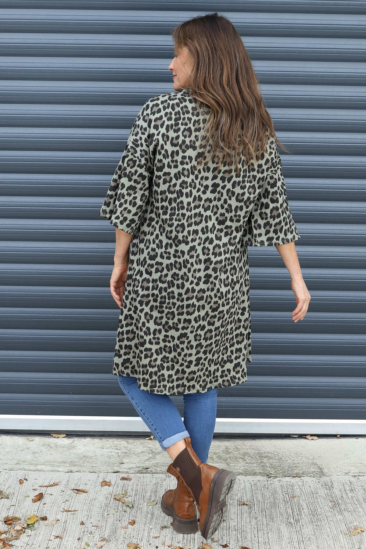 Melodie Leopard Print Cotton Tunic Khaki