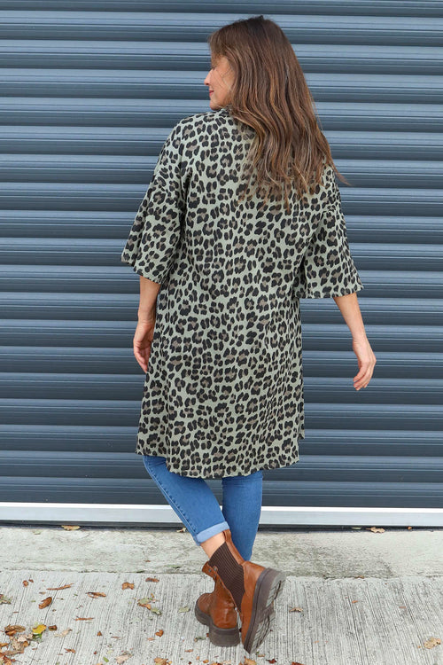 Melodie Leopard Print Cotton Tunic Khaki - Image 4