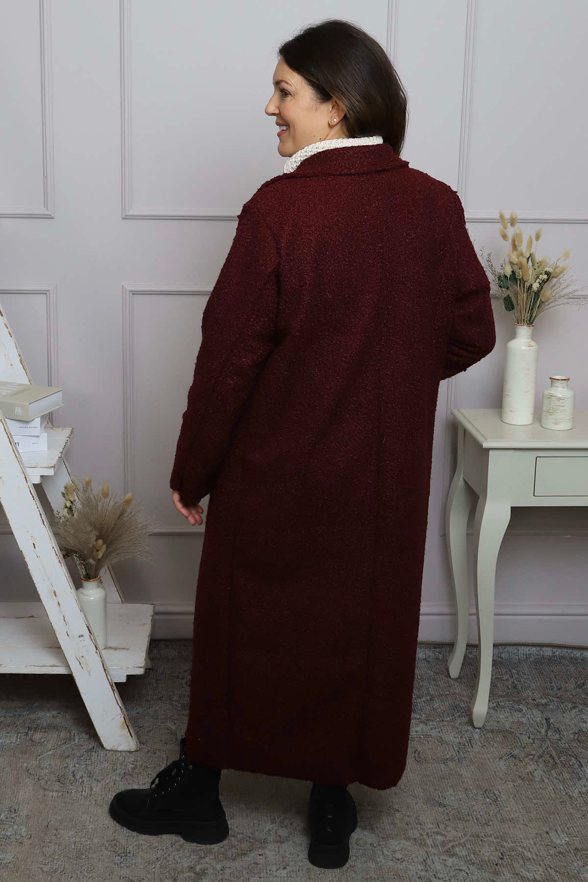 Lexie Boucle Coat Wine