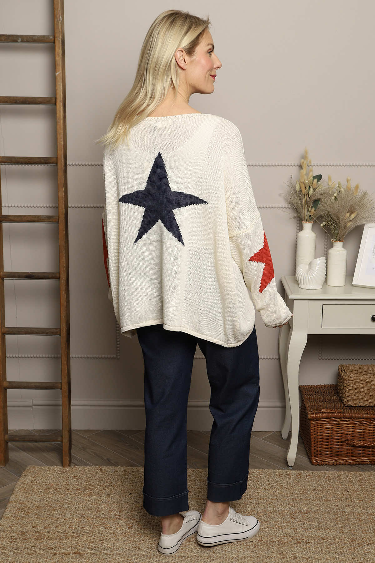 Alfano Cotton Star Knit Jumper Stone
