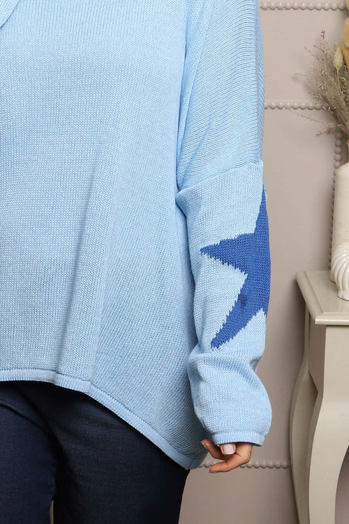 Alfano Cotton Star Knit Jumper Powder Blue - Image 4