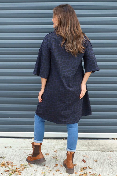 Melodie Leopard Print Cotton Tunic Navy - Image 4
