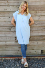 Hayle Button Linen Tunic Light Blue Light Blue - Hayle Button Linen Tunic Light Blue