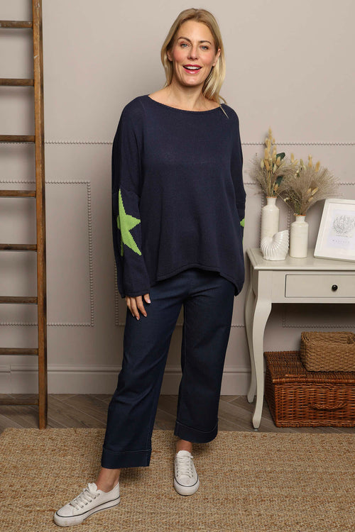 Alfano Cotton Star Knit Jumper Navy - Image 3
