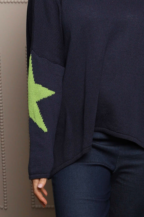 Alfano Cotton Star Knit Jumper Navy - Image 4