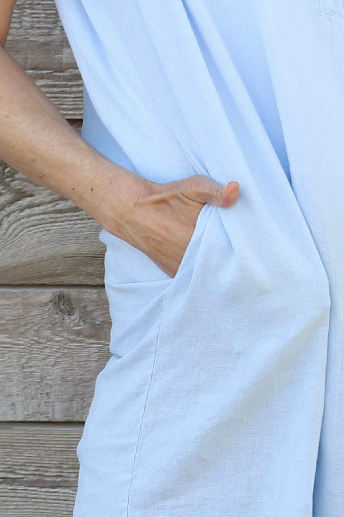 Hayle Button Linen Tunic Light Blue