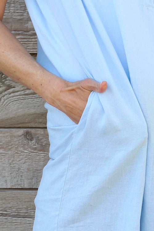 Hayle Button Linen Tunic Light Blue - Image 3