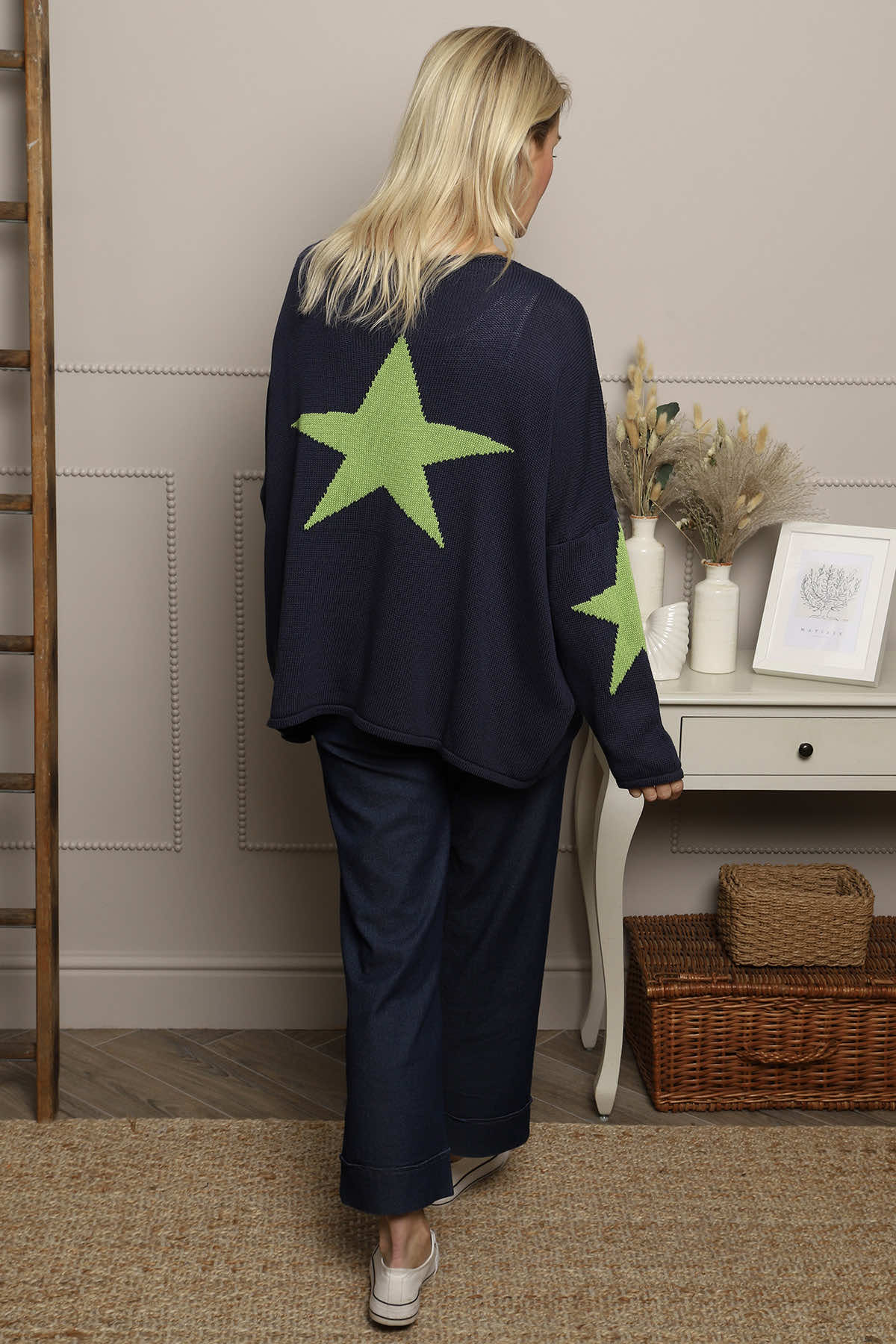 Alfano Cotton Star Knit Jumper Navy