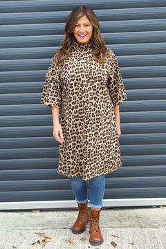 Melodie Leopard Print Cotton Tunic Camel