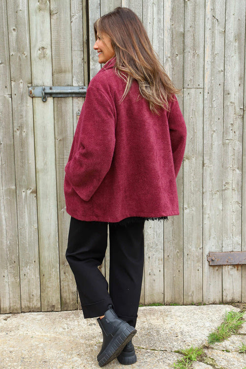 Marzia Textured Button Jacket Wine - Image 4