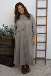 Sienna Button Linen Dress Mocha