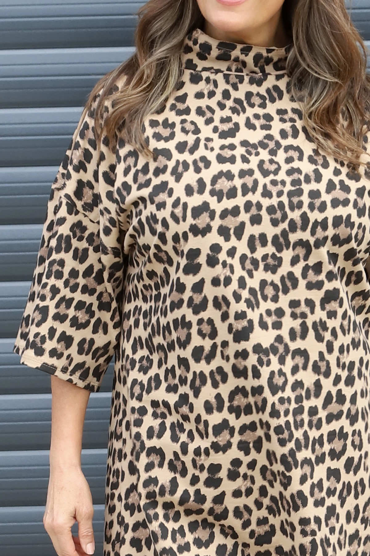 Melodie Leopard Print Cotton Tunic Camel
