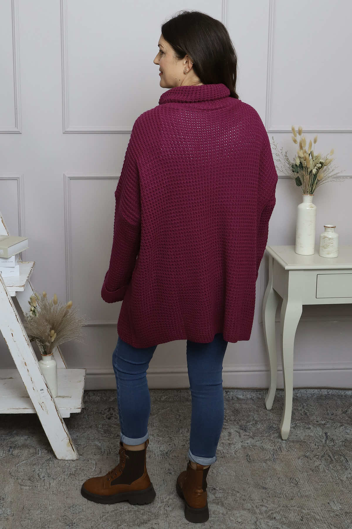 Romilly Polo Neck Knitted Jumper Berry