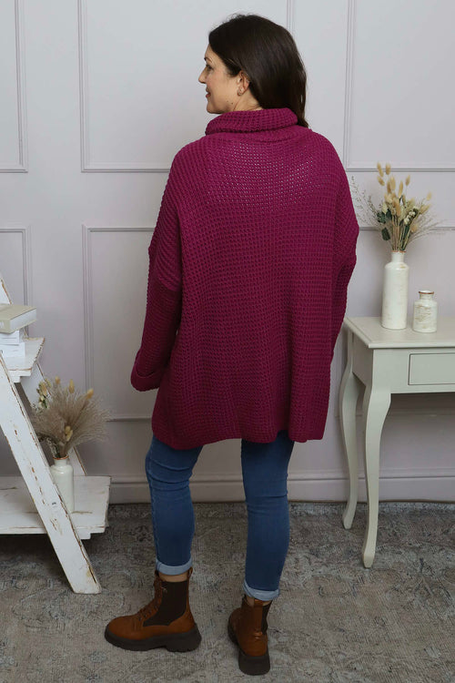 Romilly Polo Neck Knitted Jumper Berry - Image 4